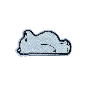 Chubby Polar Bear Iron On Patch | Sleeping White Bear Applique