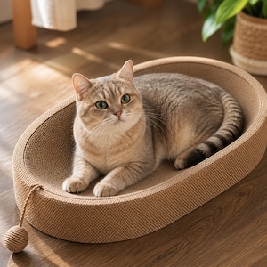 Oval klösbädd för katt i sisalrep, modern leksakssoffa för katter
