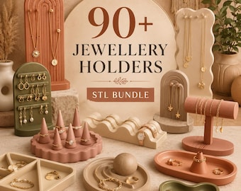 90+ Jewellery Holders STL Bundle | 3D Printable Jewelry Organizer, Ring Holder, Necklace Stand, Earring Holder | Instant Download