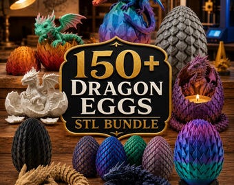 150+ Dragon Eggs STL Bundle | Fantasy Hatchling Dragons, Printable Miniatures (Digital Download)