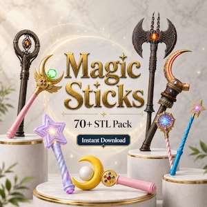 70+ Magic Wand STL Bundle, Fantasy Staff 3D Print Files, Commercial Use, Instant Download