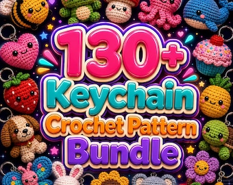 Más de 130 patrones de llaveros de amigurumi a crochet / Paquete PDF de animales, comida y flores kawaii