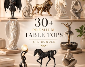 Paquete de más de 30 archivos STL para mesa / Esculturas de fantasía, animales y decoración del hogar (descarga digital)