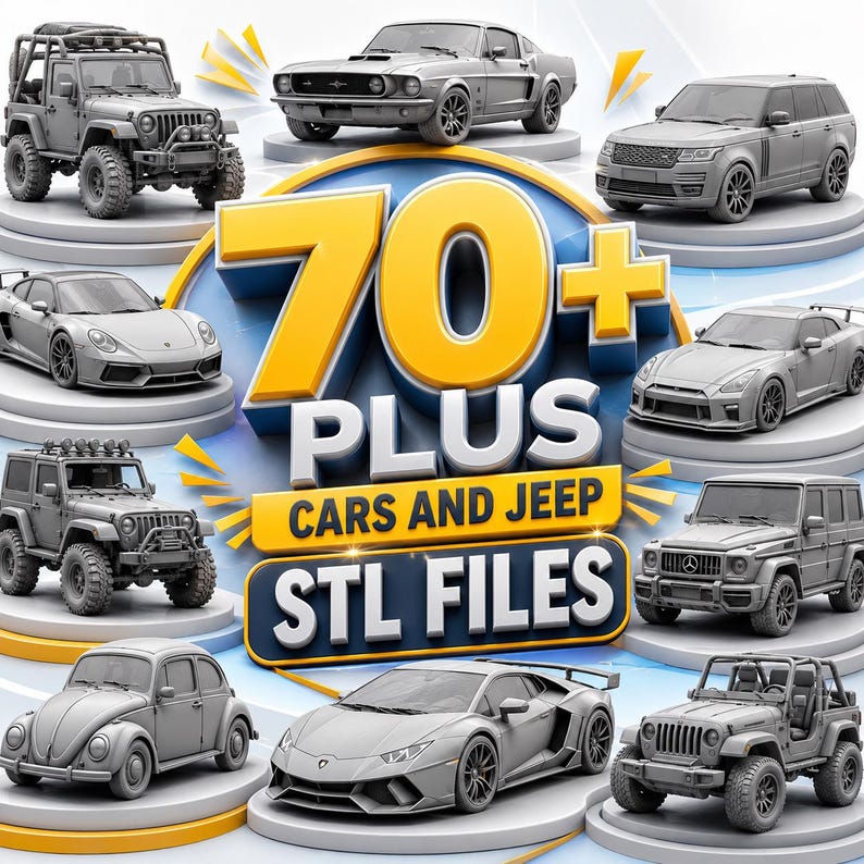 Car Platform Stl 70+ Cars & Jeep STL Files, 3D Printable Models, Miniature Vehicle ...