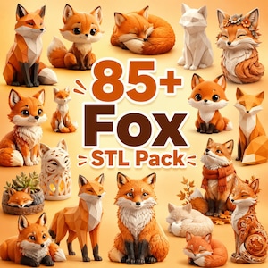 Pakiet 85+ lisów w formacie STL | Zestaw modeli lisów do druku 3D | Pliki STL figurek lisów | Dekoracje lisów w formacie Low Poly | Pobieranie cyfrowe