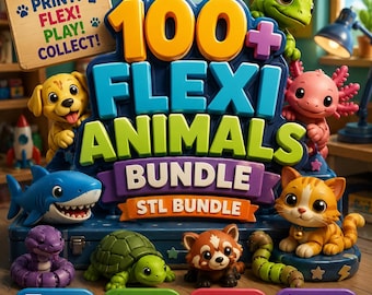 Paquete de más de 100 archivos STL de animales flexibles, archivos de juguetes articulados, criaturas imprimibles en 3D (descarga instantánea)