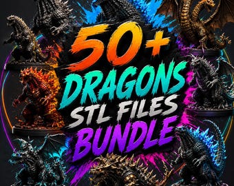 Paquete de más de 50 archivos STL de monstruos Kaiju, modelos de dragones para impresión 3D (descarga digital)