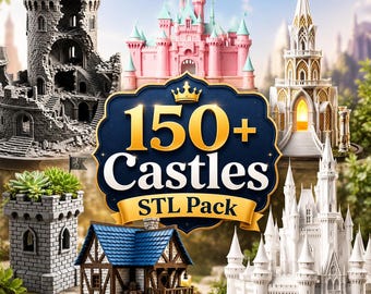Paquete de más de 150 castillos en formato STL / Castillos de fantasía imprimibles en 3D / Modelos de terreno en miniatura para D&D y juegos de mesa / Descarga instantánea