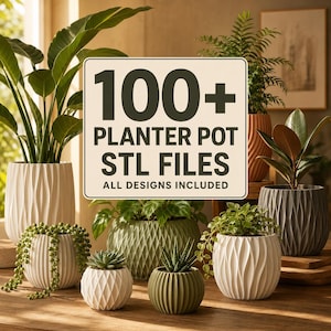 Más de 100 archivos STL de macetas geométricas / Modelos modernos para impresión 3D (Descarga digital)