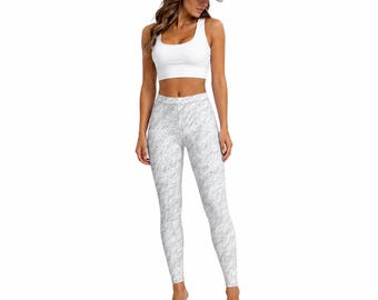 Leggings con textura de mármol blanco / Leggings
