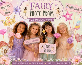 Accessori fotografici a tema fate stampabili / Decorazioni per feste di compleanno a tema fate / Accessori per photo booth a tema fate / Attività per feste di compleanno a tema fate per bambini / Download immediato in PDF