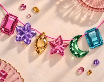 Printable Gem Garland, Gemstone Party Banner, Jewel Party Decor, Colorful Birthday Garland, She's a Gem Party Décor, Digital Download