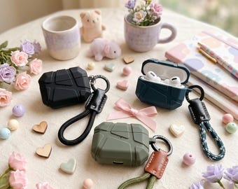 Protective TPU Silicone AirPods Case with Lanyard, Anti-Fall Earbud Cover