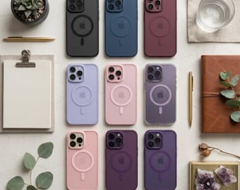 Matte Magnetic iPhone Case with Lens Protector, Shockproof MagSafe Cover (iPhone 11-17 Series)