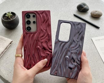 Luxury 3D Wrinkle Samsung Galaxy Case, Electroplated Water Ripple TPU Cover, Shockproof Slim Case