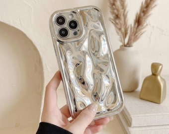 Meteorite Marble iPhone Case, Electroplated Silicone Cover, Wrist Strap Protection