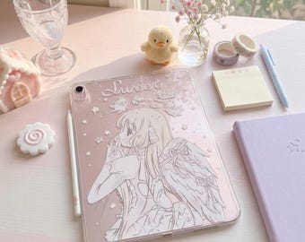Korean Angel Girl Tablet Case, Leather Protective Cover, Fashionable K-Style iPad Case