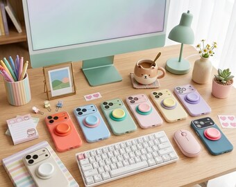 Jelly Phone Case with Stand, Candy Holder Detail, Wireless Charging, Lens Protection (PC+TPU)