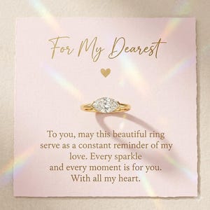 For My Dearest Mom Marquise Moissanite Travel Ring | Minimalist Solitaire Engagement Ring | Dainty Marquise Ring | Low Profile Promise Ring