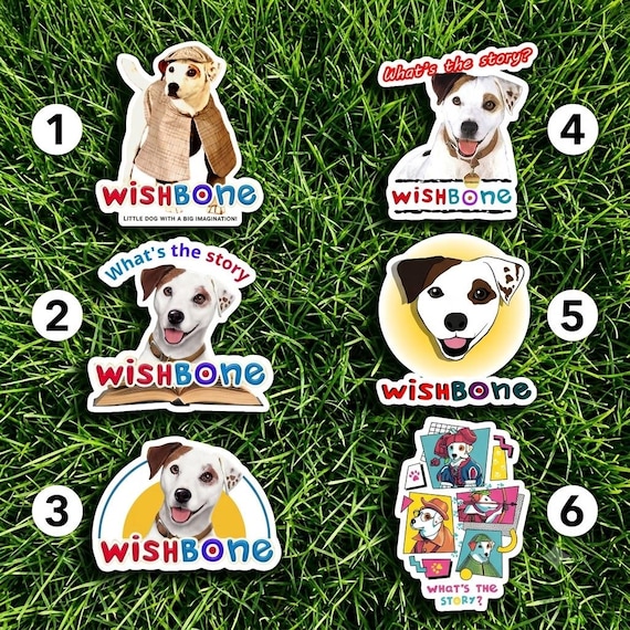 Pack Wishbone Dog Sticker, Vintage Literary Sticker, Book Lover Vinyl Sticker, 90s Nostalgia Sticker, Teacher Gift Sticker, Literary Society