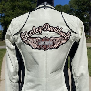 Harley Davidson White Leather Jacket - Etsy