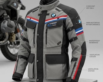 Giacca da moto BMW grigia Adventure Touring / Protezioni CE / Abbigliamento da moto in rete