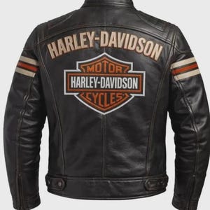 Harley Davidson sliten läderbikerjacka – Vintage Racing Cafe Racer-stil motorcykelkläder