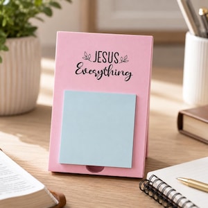 Personalized Christian Office Sticky Note Holder Desk Organizer with Custom Bible Verse | Christian Gift