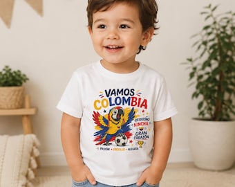 Vamos Colombia Toddler Shirt | Colombia Soccer Shirt Kids | Colombian Pride Toddler Tee | Football Fan Shirt | Gift for Colombian Kids