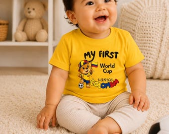 My First World Cup Baby Shirt | Vamos Colombia Baby Tee | Colombian Football Baby Gift | Football Fan Baby T-Shirt | Match Day Outfit