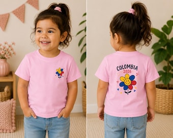 Colombia Girls Shirt | Matching Family Colombia Outfit | Colombia Pride Toddler Tee | Cute Flower Shirt for Girls | Colombia 2026 Kids Shirt