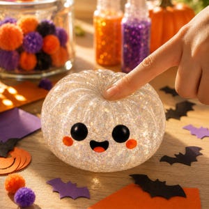 Cute Glitter Pumpkin Squishy | Halloween Sensory Toy | Fall Desk Decor Gift for Her 2026
