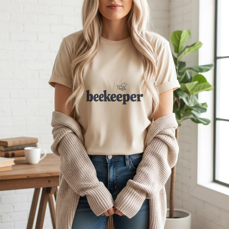 Beekeeper Shirt, Bee Lover Gift, Beekeeping Hobby Tee, Honeybee Wordmark T-Shirt, Gift for Beekeepers image 2