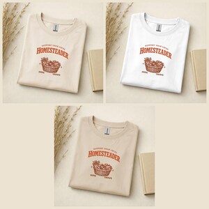 Support Local Homesteader Shirt, Homegrown Vegetable Basket Tee, Cottagecore Farmhouse Gardener Gift image 6