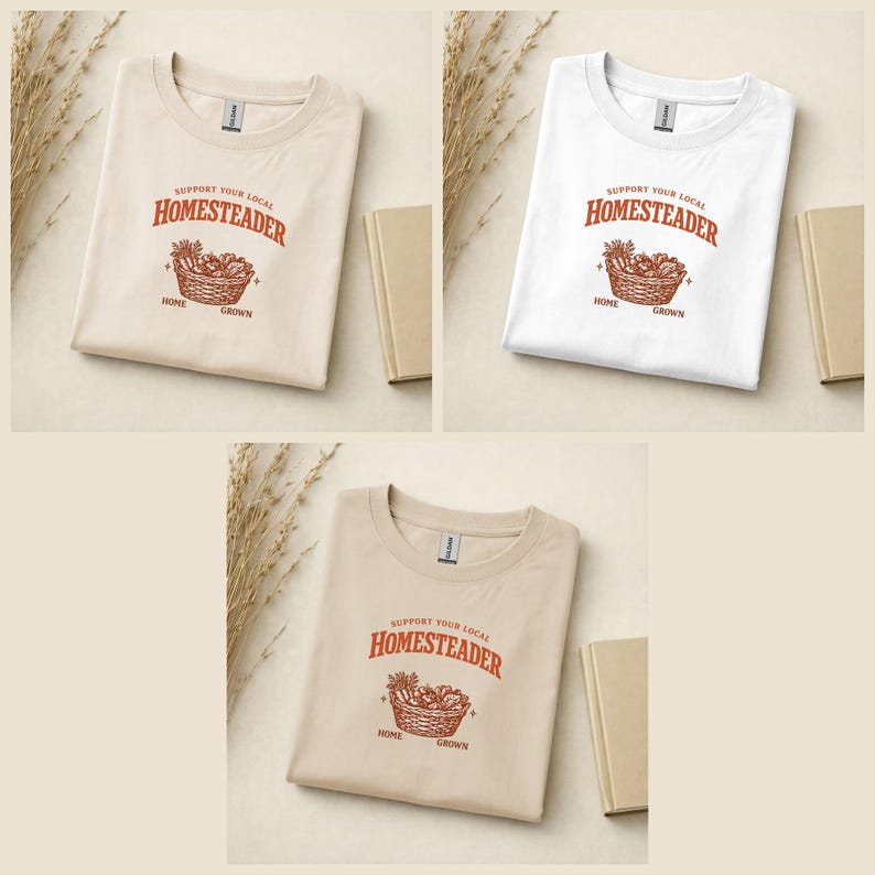 Support Local Homesteader Shirt, Homegrown Vegetable Basket Tee, Cottagecore Farmhouse Gardener Gift image 6