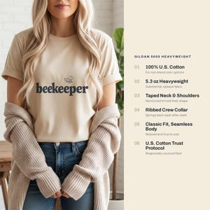 Beekeeper Shirt, Bee Lover Gift, Beekeeping Hobby Tee, Honeybee Wordmark T-Shirt, Gift for Beekeepers image 4
