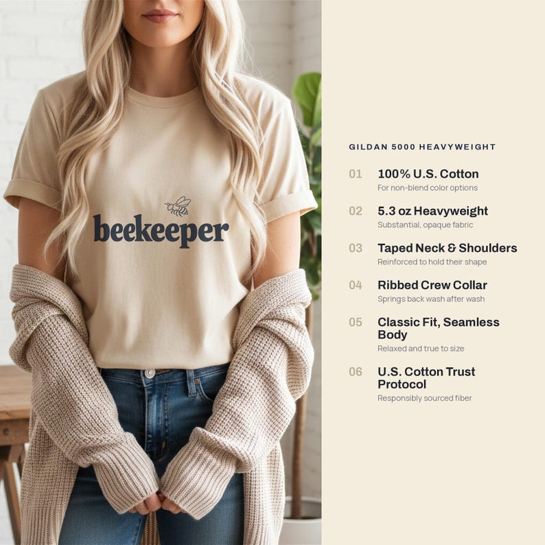 Beekeeper Shirt, Bee Lover Gift, Beekeeping Hobby Tee, Honeybee Wordmark T-Shirt, Gift for Beekeepers image 4