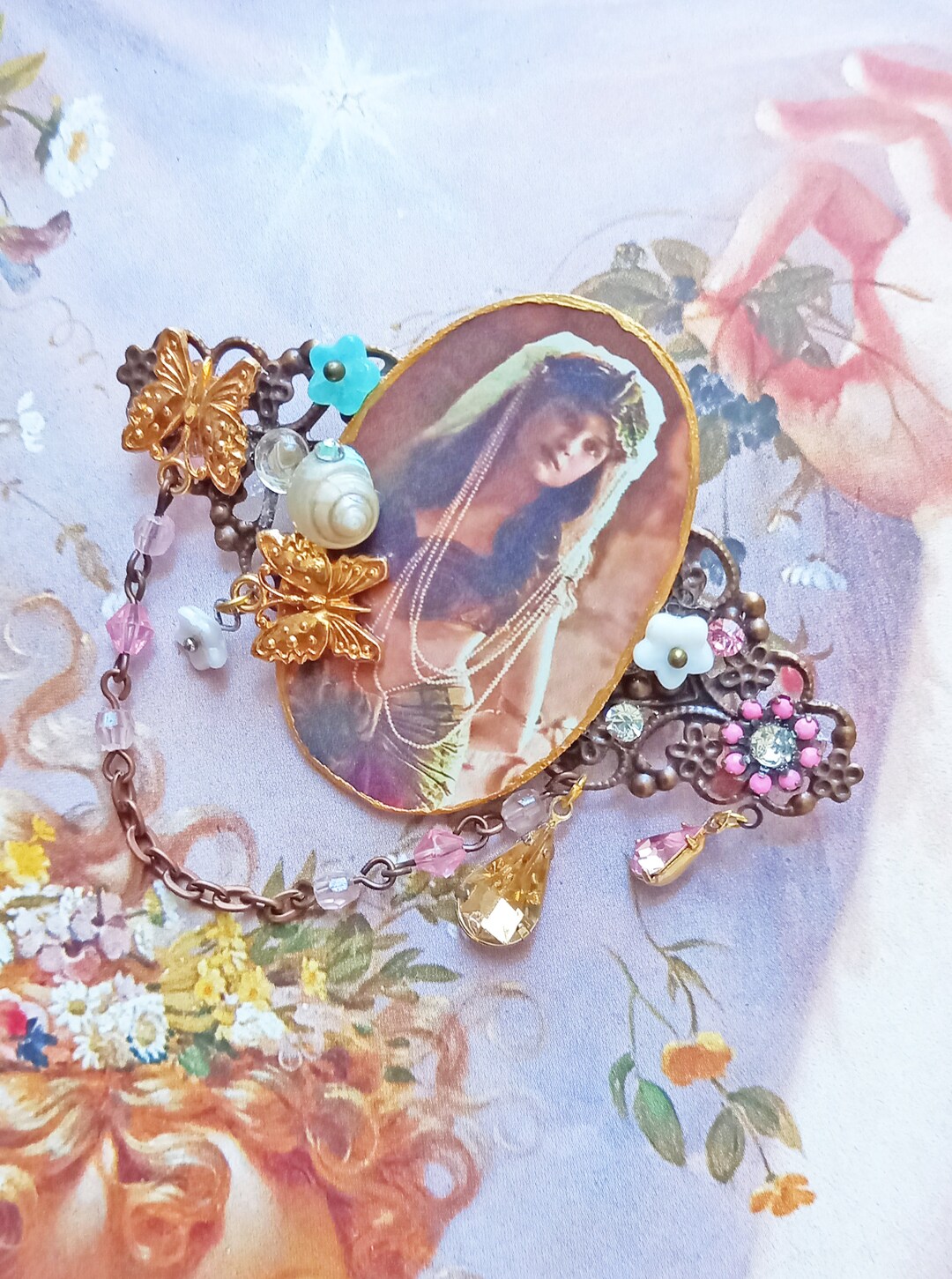 Broche Ancienne - Danseuse Avec Ailes De Papillon - Vintage - Bijou De Collection