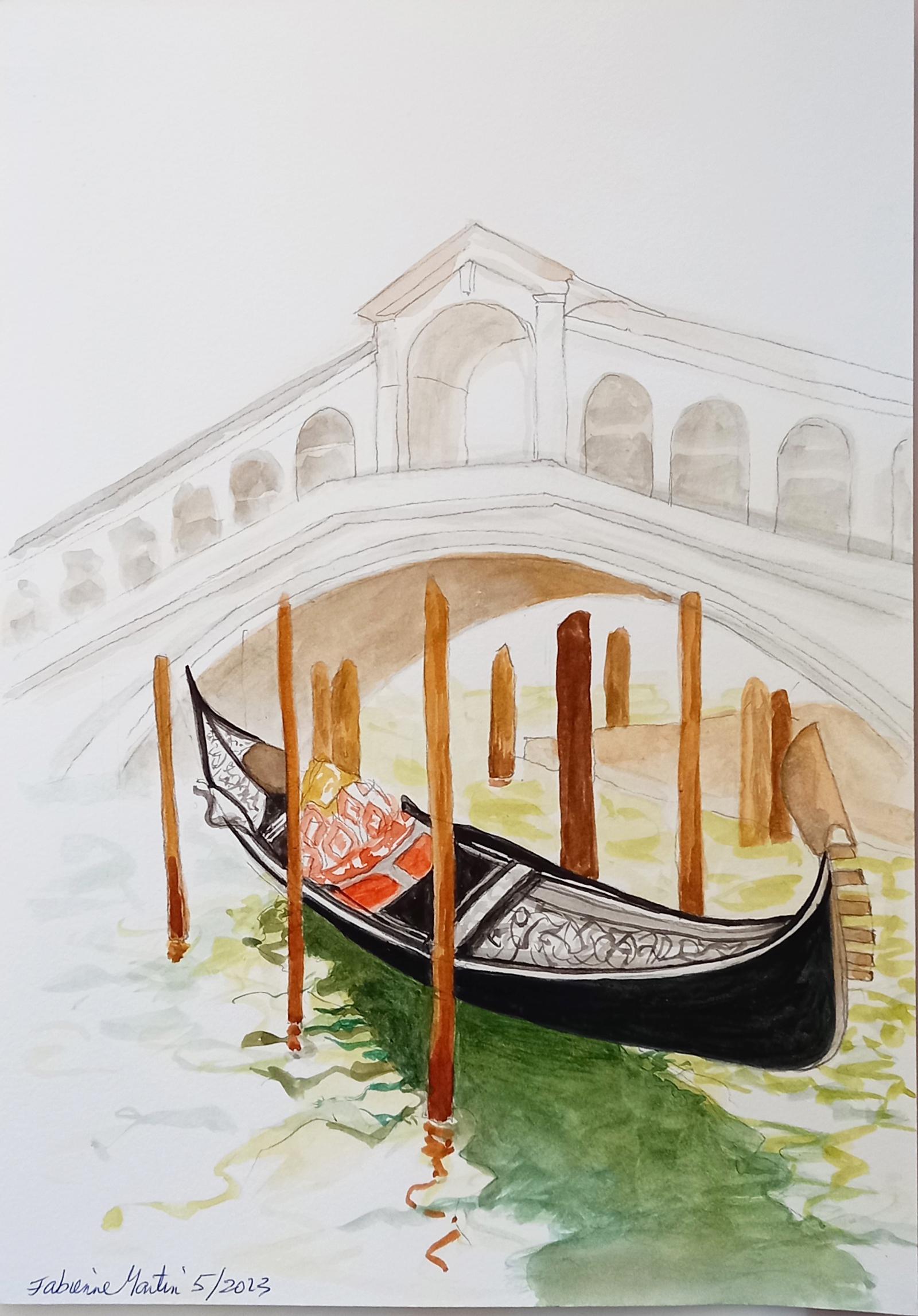 Tapisserie Murale Tissée Ponte Rialto Venise - 100% Coton, Dimensions 53x35 Pouces, Neuve, Faite Main Aux États-Unis