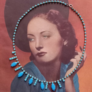 Red crystal bead necklace 1 row vintage 50s  60s