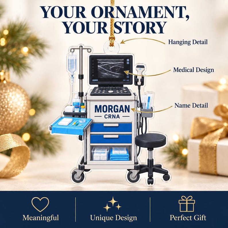 Personalized CRNA Ornament, Custom Name Anesthesia Machine Christmas ...