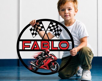 Personalized Motorcycle Racing Metal Sign, Biker Name Sign, Sport Bike Wall Art, Motorcycle Room Decor, Racing Metal Sign, Garage Wall Decor