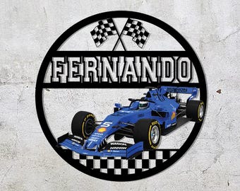 Personalized Formula 1 Racing Metal Sign, Custom F1 Name Sign, Race Car Wall Art, Motorsport Decor, Racing Bedroom Sign, Garage Metal Decor
