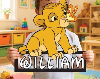 Personalized Lion Club Name Metal Sign, Safari Nursery Decor, Lion Baby Art, Kids Room Sign, Jungle Nursery Name Plaque, Baby Shower Gift