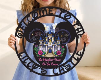 Personalized Castle Metal Sign, Custom Family Vacation Sign, Magical Castle Wall Art, Family Name Decor, Theme Park Inspired Metal Sign