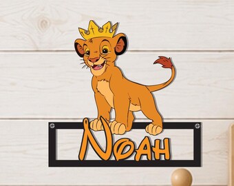 Personalized Lion Cub Name Metal Sign, Safari Nursery Decor, Jungle Animal Wall Art, Kids Room Sign, Lion Cub Name Plaque, Baby Shower Gift