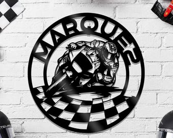 Personalized Motorcycle Metal Sign, Biker Name Sign, Motorcycle Racing Wall Art, Motocross Metal Decor, Rider Gift, Garage Wall Hanging