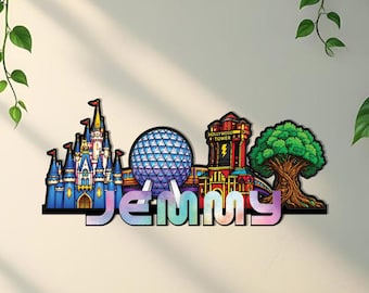 Personalized Theme Park Metal Sign, Family Vacation Sign, Magical Castle Wall Art, Name Metal Decor, Travel Memory Sign, Theme Park Gift