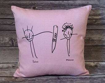 Kid Print Pillow Cover, Kid Drawing Pillow, Childrens Drawing, Memory Pillow, Handwriting Pillow, Signature Pillow, Keepsake Pillow