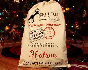 Personalized Santa Bag, Burlap Bags, Gift Bags, North Pole, Christmas Bag, Name Gift Bags, Santa Mail, Personalized Bags, Santa Tote